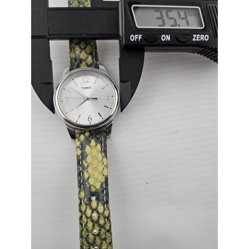 New Timex T2p130tn Green Python Patterned Leather… - image 8
